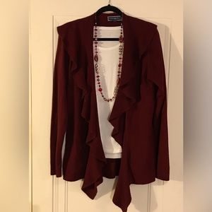 Karen Scott cardigan sweater color burgundy in size X-LARGE
